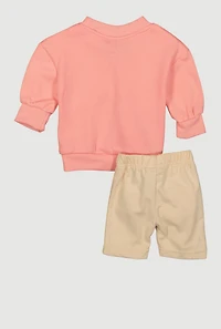 Baby Girls 0-9M Sassy Glitter Graphic Sweatshirt and Sweatshorts, Pink, Size 3-6M