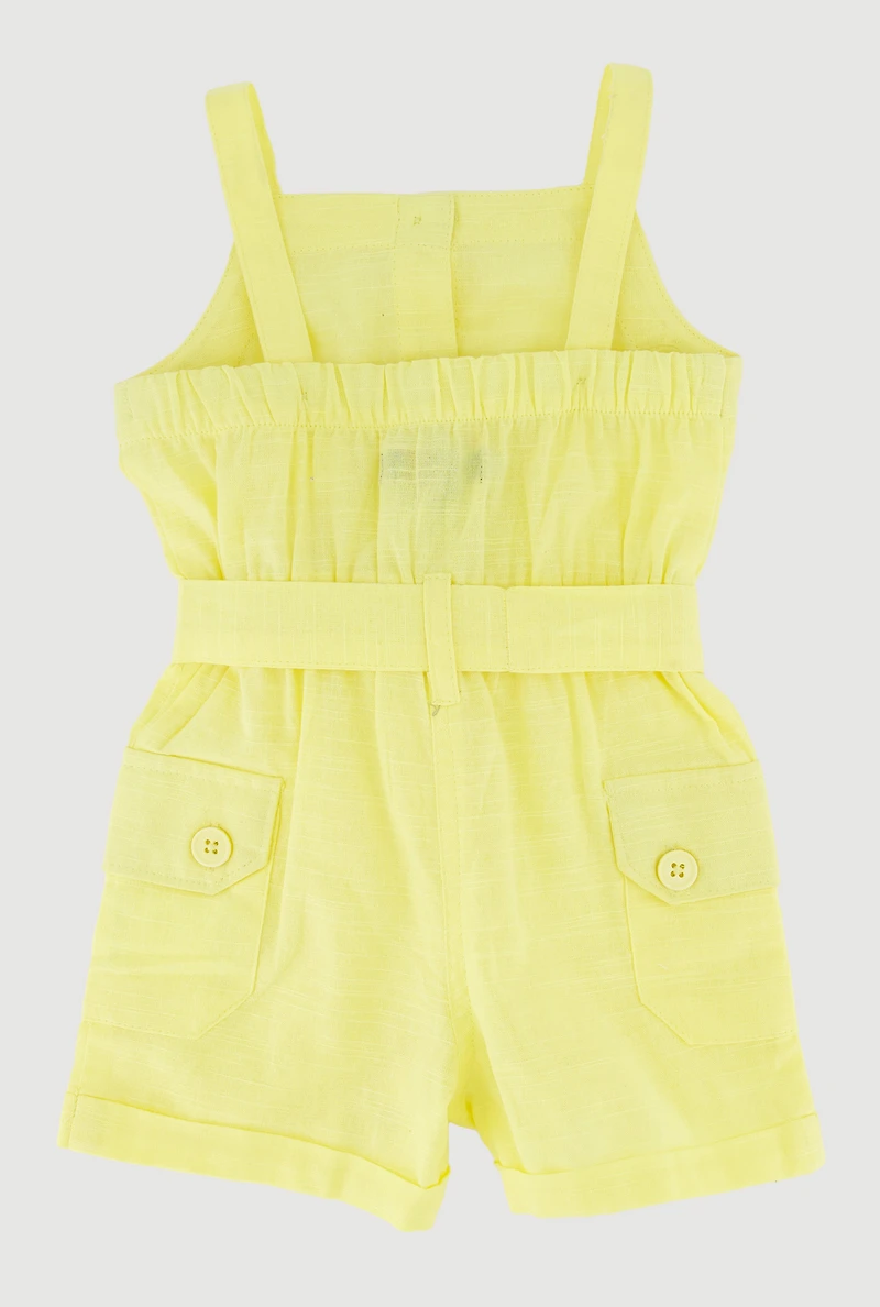 Baby Girls 0-9M Tie Waist Belted Cargo Romper