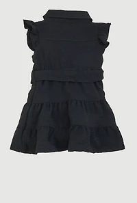 Baby Girls 0-9M Airy Tiered Shirt Dress with Bubble Shorts, Black,