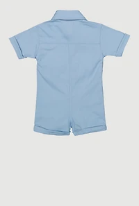 Baby Girls Twill Mineral Wash Utility Romper,