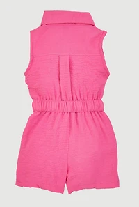 Baby Girls 0-9M Sleeveless Romper with Cargo Pockets, Pink,