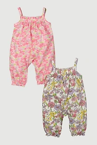 Baby Girls 0-9M Floral Jumpsuits 2 Pack, Multi,