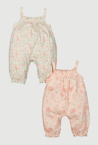 Baby Girls 0-9M Floral Print Jumpsuits 2 Pack, Multi, Size 0-3M
