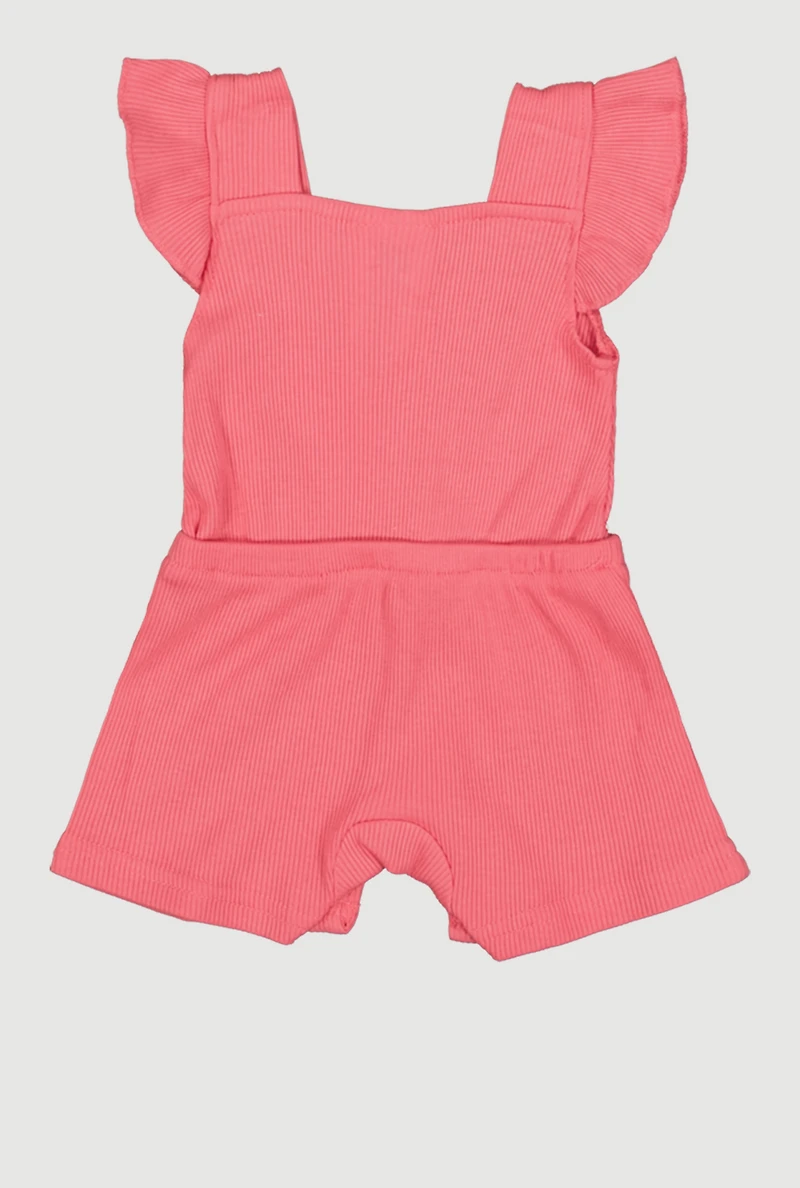 Baby Girls 0-9M Ribbed Knit Romper with Sunglasses