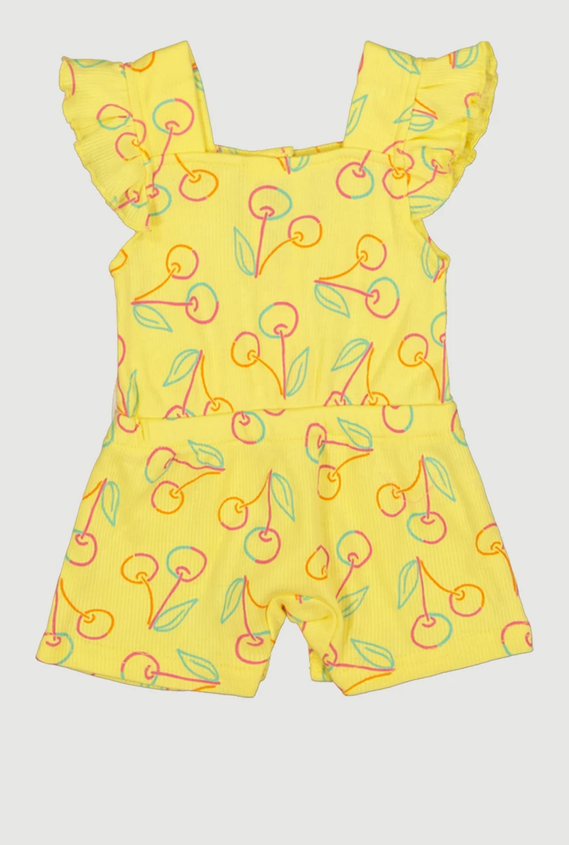 Baby Girls 0-9M Cherry Print Romper with Sunglasses