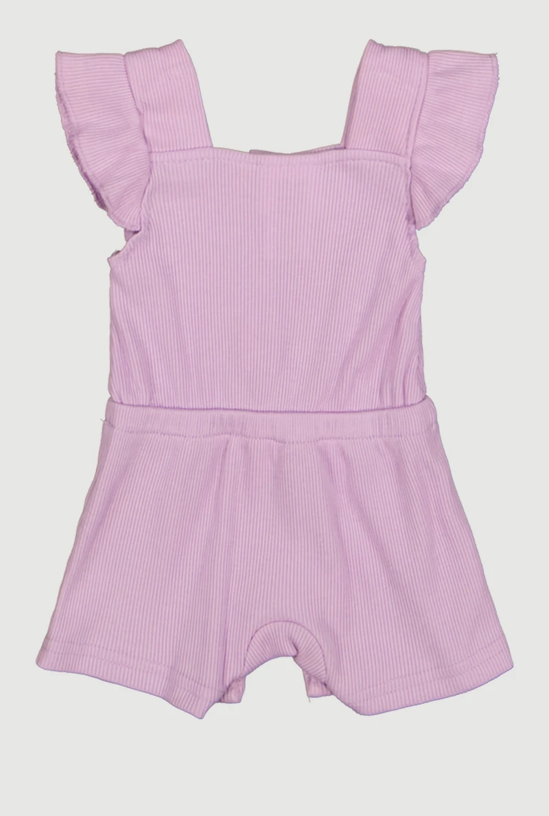 Baby Girls 0-9M Solid Ribbed Knit Romper with Sunglasses