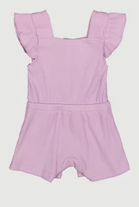 Baby Girls 0-9M Solid Ribbed Knit Romper with Sunglasses