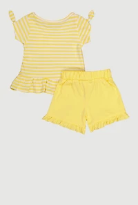 Baby Girls 0-9M Striped Lemon Graphic Blouse and Shorts