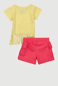 Baby Girls 0-9M A Bit Dramatic Graphic Tee and Cargo Shorts, Multi,
