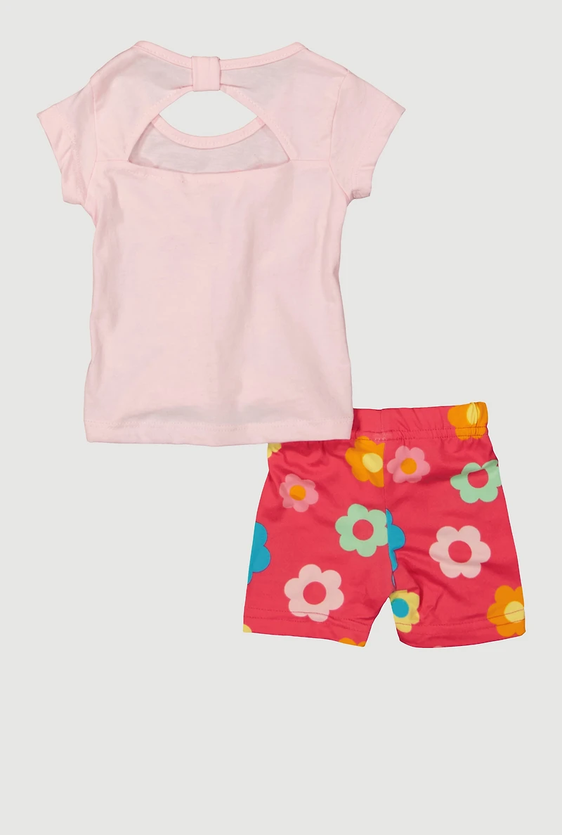 Baby Girls 0-9M Im Not Bossy Graphic Top and Shorts, Pink, Size 0-3M