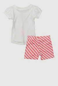 Baby Girls 0-9M Sweet Like My Mama Glitter T Shirt and Striped Bike Shorts Set