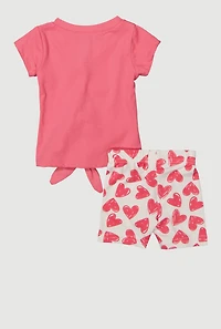 Baby Girls 0-9M I Love My Dad Graphic Tee and Shorts, Pink,