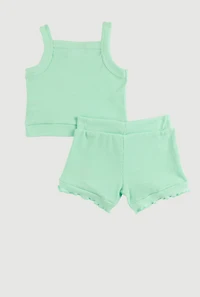 Baby Girls 0-9M Embroidered Tank Top and Shorts, Green, Size 6-9M