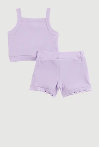 Baby Girls 0-9M Embroidered Tank Top and Shorts, Purple, Size 6-9M