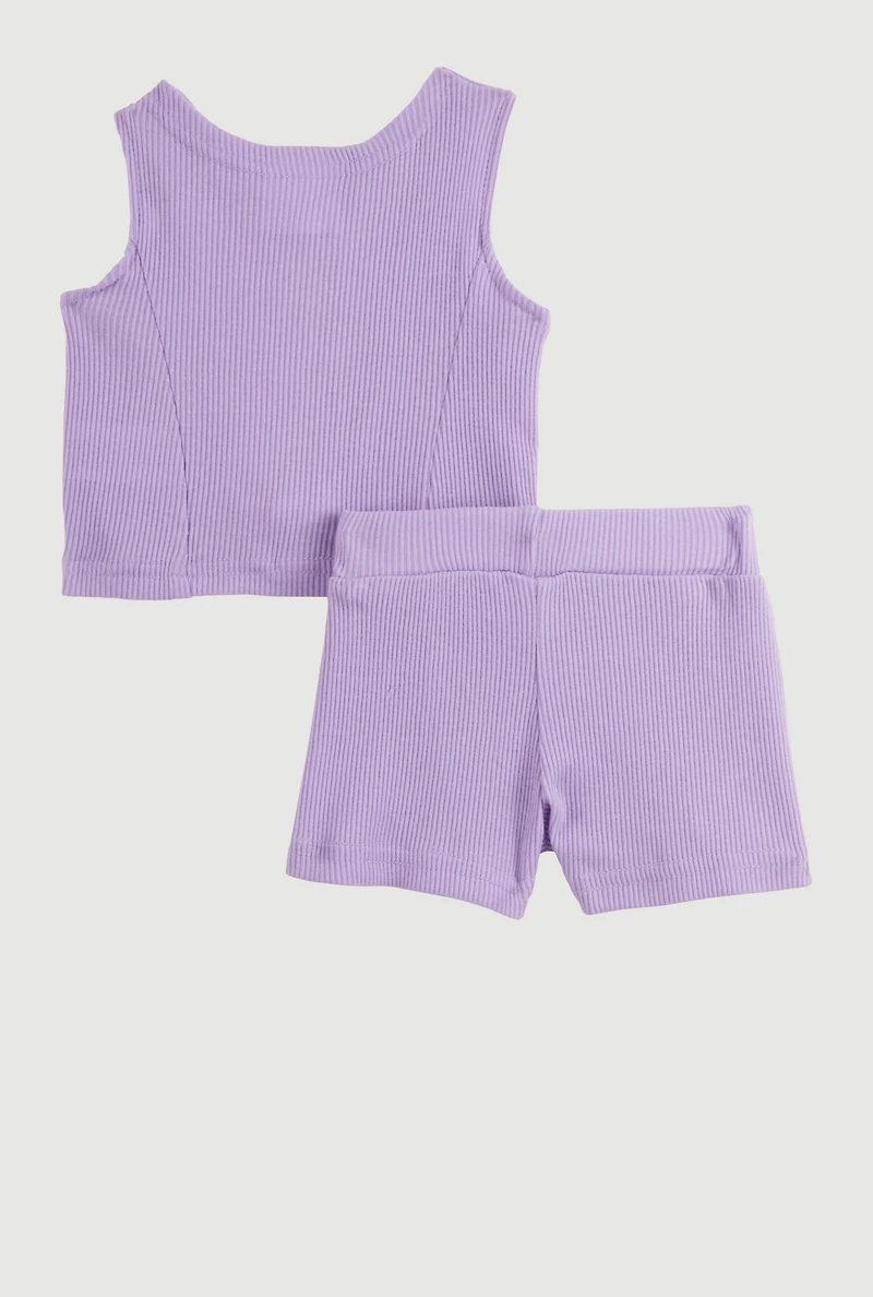 Baby Girls 0-9M Butterfly Vest and Shorts with Sunglasses, Purple, Size 0-3M