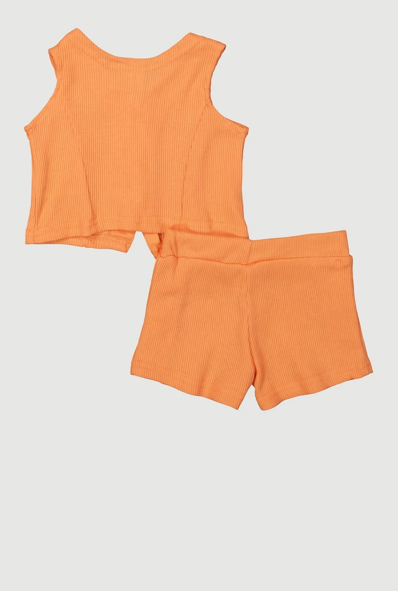 Baby Girls 0-9M Butterfly Vest and Shorts with Sunglasses, Orange,