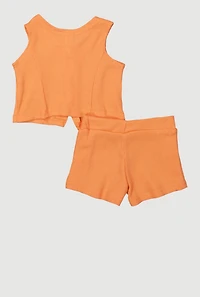 Baby Girls 0-9M Butterfly Vest and Shorts with Sunglasses, Orange,