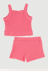 Baby Girls 0-9M Floral Cherry Embroidered Tank Top and Shorts with Sunglasses