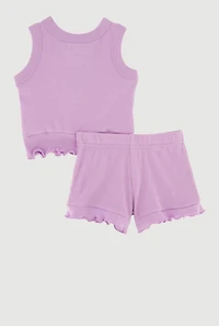 Baby Girls 0-9M Bow Tank Top and Shorts with Sunglasses