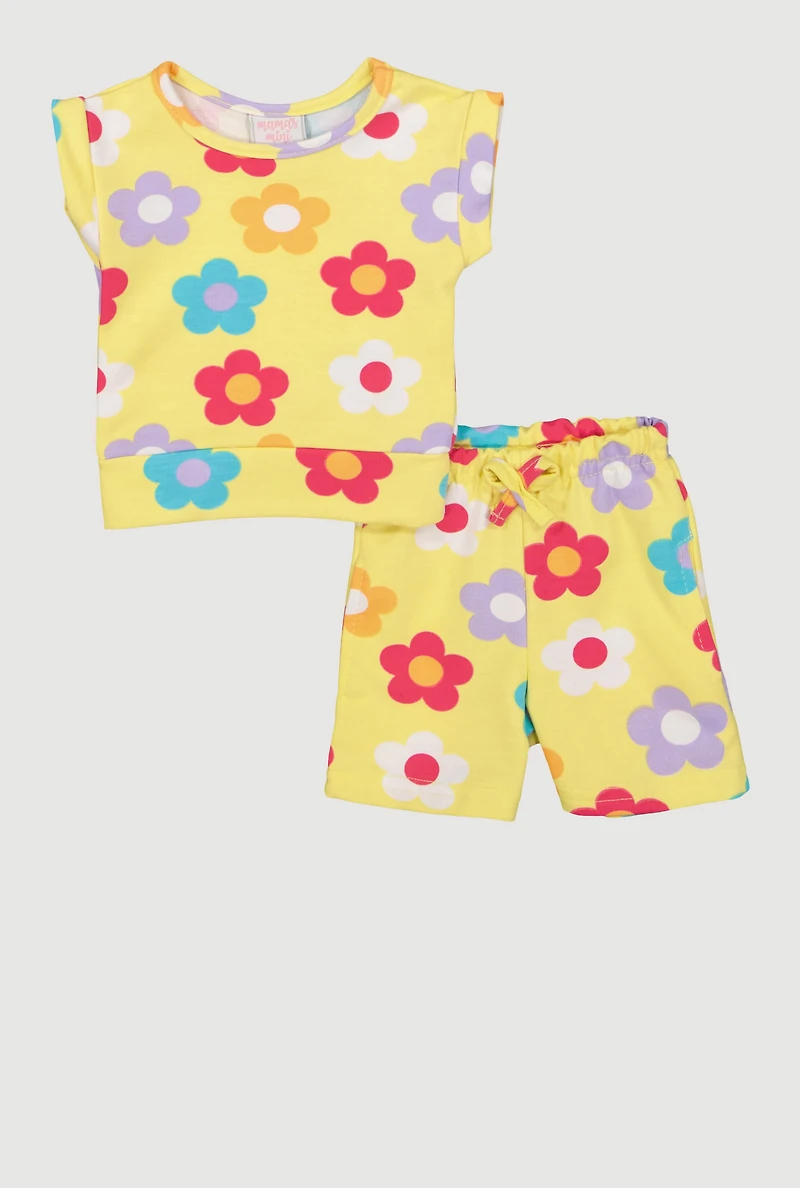 Baby Girls 0-9M Floral Tee and Shorts Set