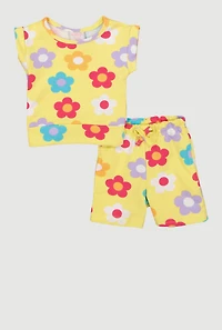 Baby Girls 0-9M Floral Tee and Shorts Set