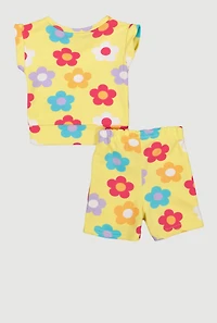 Baby Girls 0-9M Floral Tee and Shorts Set