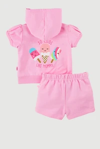 Baby Girls 0-9M So Cool Graphic Hooded Top and Shorts, Pink, Size 3-6M