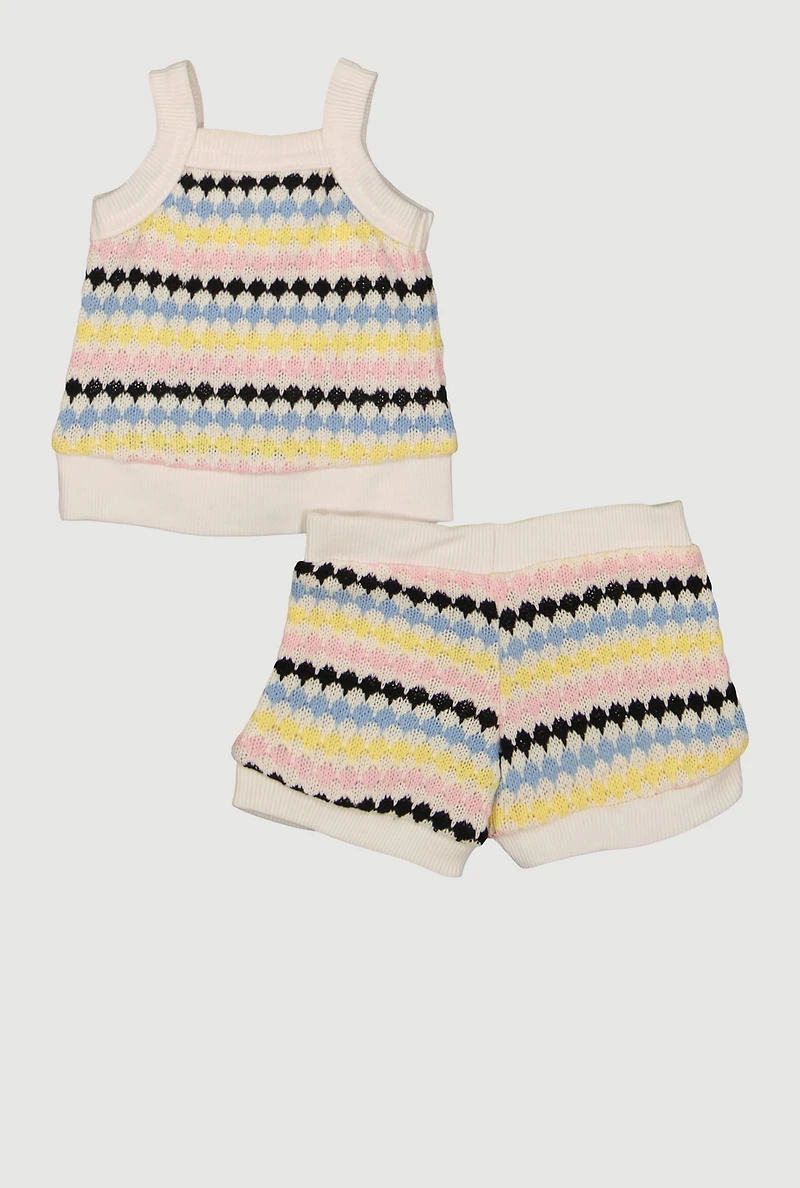 Baby Girls 0-9M Striped Cami Tank Top and Shorts Set