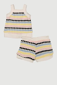 Baby Girls 0-9M Striped Cami Tank Top and Shorts Set