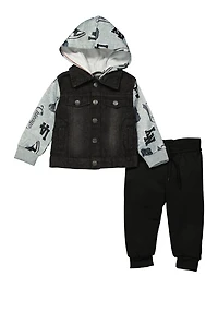 Baby Boys 12-24M Denim Hooded Jacket and Joggers