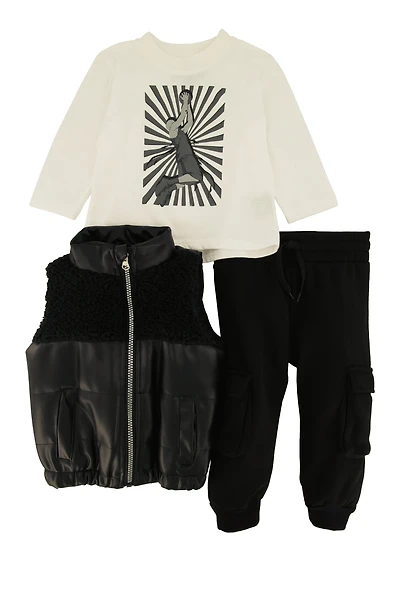 Baby Boys 12-24M Basketball Graphic Tee and Vest with Joggers