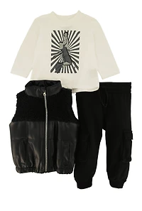 Baby Boys 12-24M Basketball Graphic Tee and Vest with Joggers