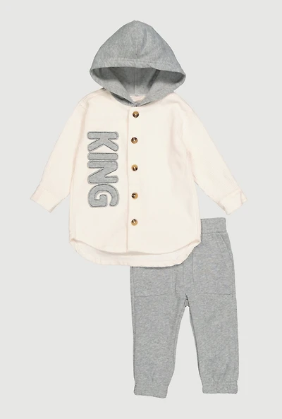 Baby Boys 12-24M King Graphic Hooded Shirt and Sweatpants