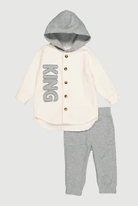 Baby Boys 12-24M King Graphic Hooded Shirt and Sweatpants