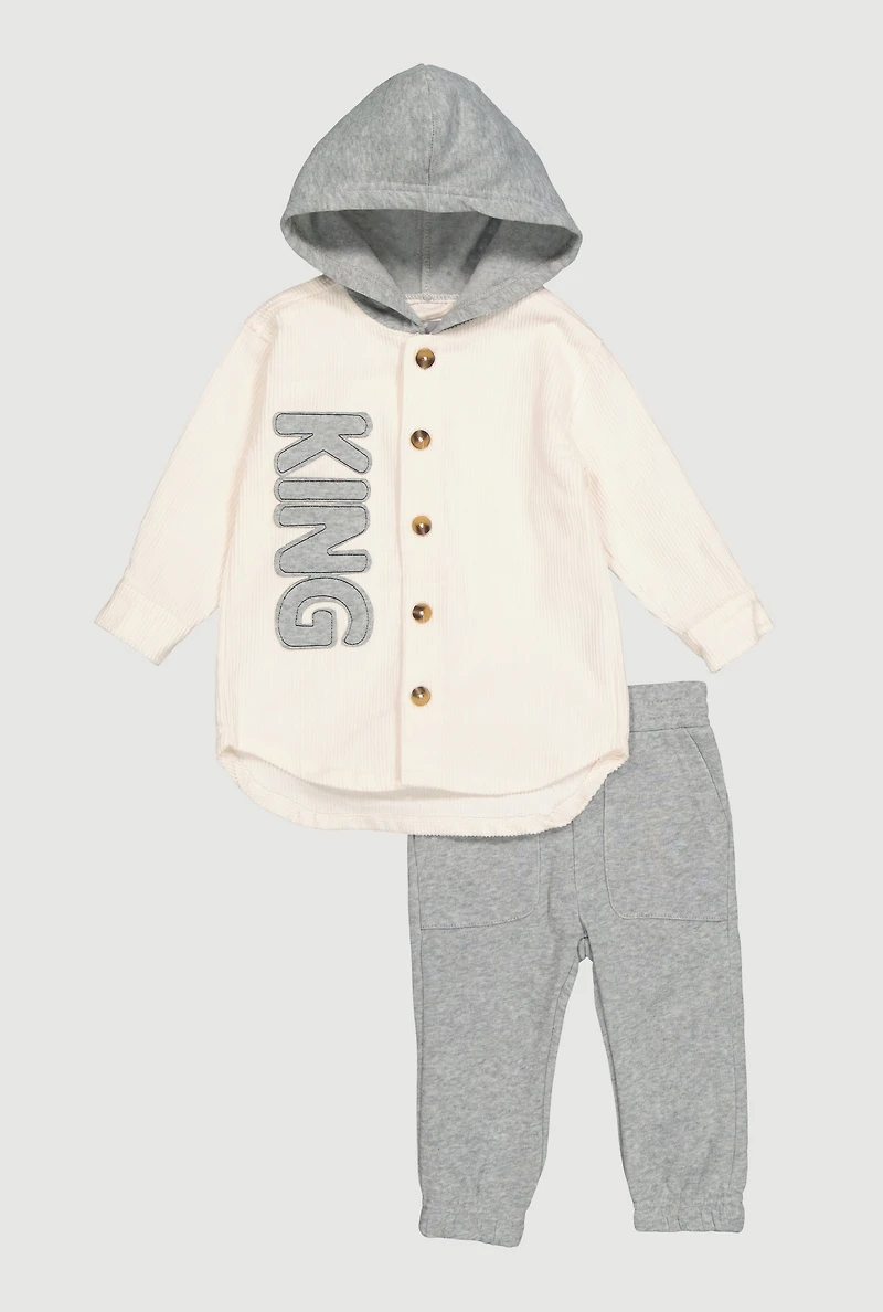 Baby Boys 12-24M King Graphic Hooded Shirt and Sweatpants