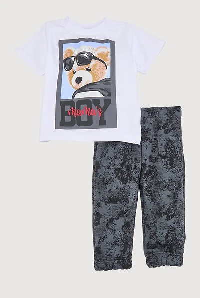 Baby Boys 12-24M Mamas Boy Graphic Tee and Sweatpants