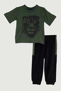 Baby Boys 12-24M Lion Graphic Tee and Sweatpants Set