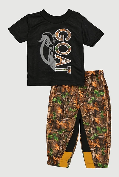 Baby Boys 12-24M GOAT Graphic Tee and Hunter Camo Sweatpants