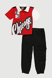 Baby Boys 12-24M Chicago 23 Graphic Polo and Cargo Pocket Sweatpants
