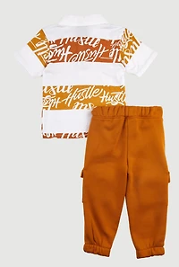 Baby Boys 12-24M Hustle Hard Graphic Polo and Sweatpants