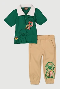 Baby Boys 12-24M Prep Teddy Graphic Polo Top and Sweatpants