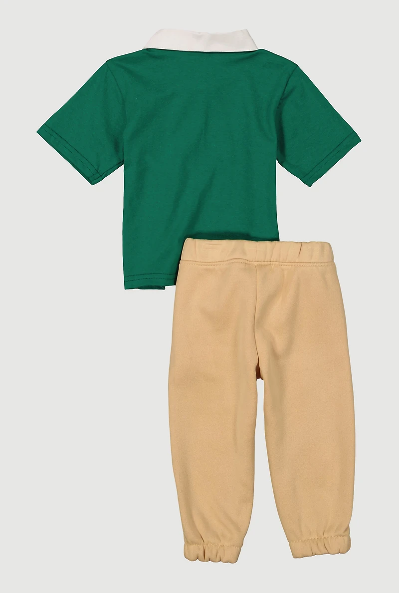 Baby Boys 12-24M Prep Teddy Graphic Polo Top and Sweatpants