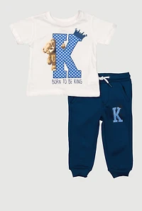 Baby Boys 12-24M Born To Be King Graphic Tee and Joggers