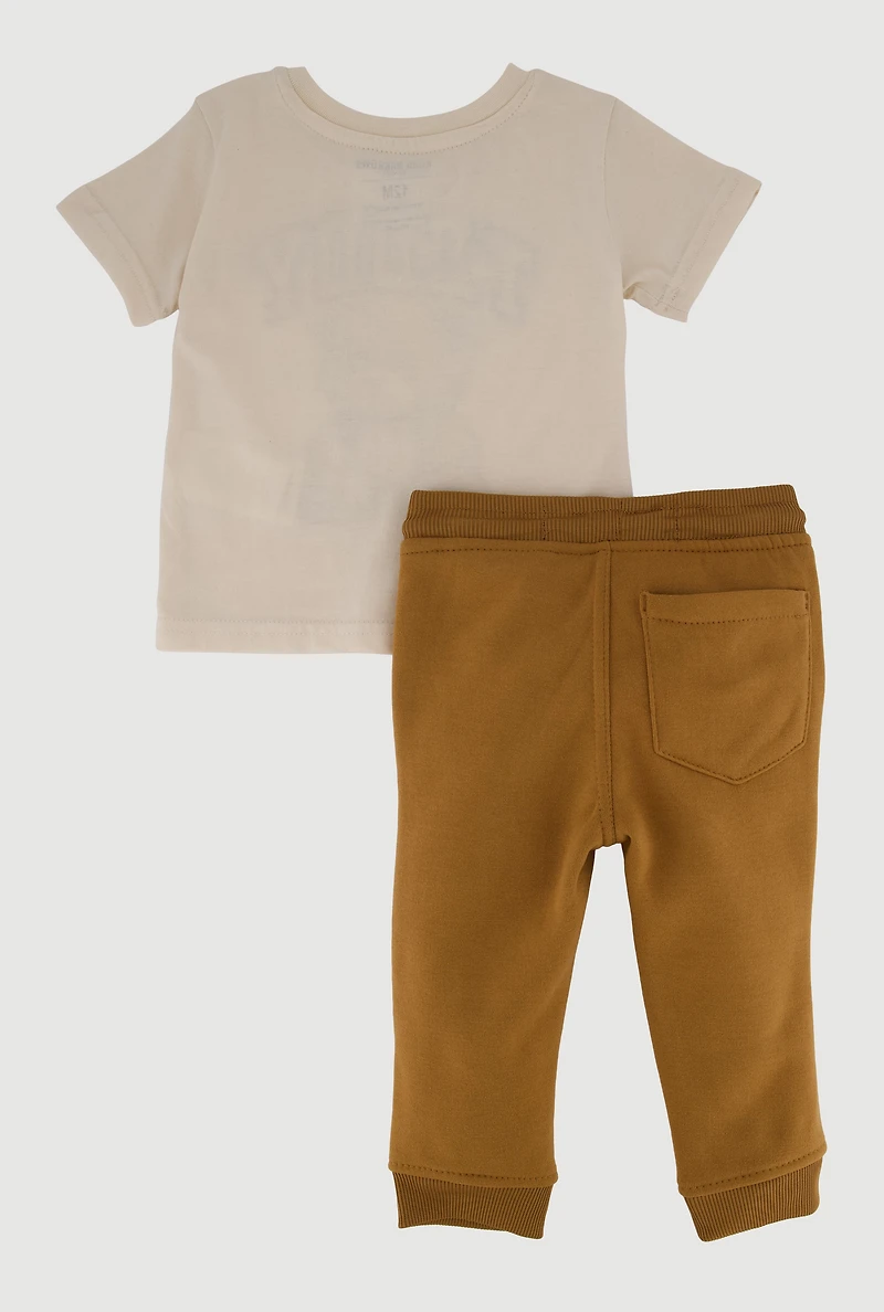 Baby Boys 12-24M Sherpa Teddy Bear Graphic and Joggers