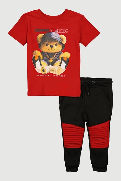 Baby Boys 12-24M Drip Teddy Tee and Moto Joggers