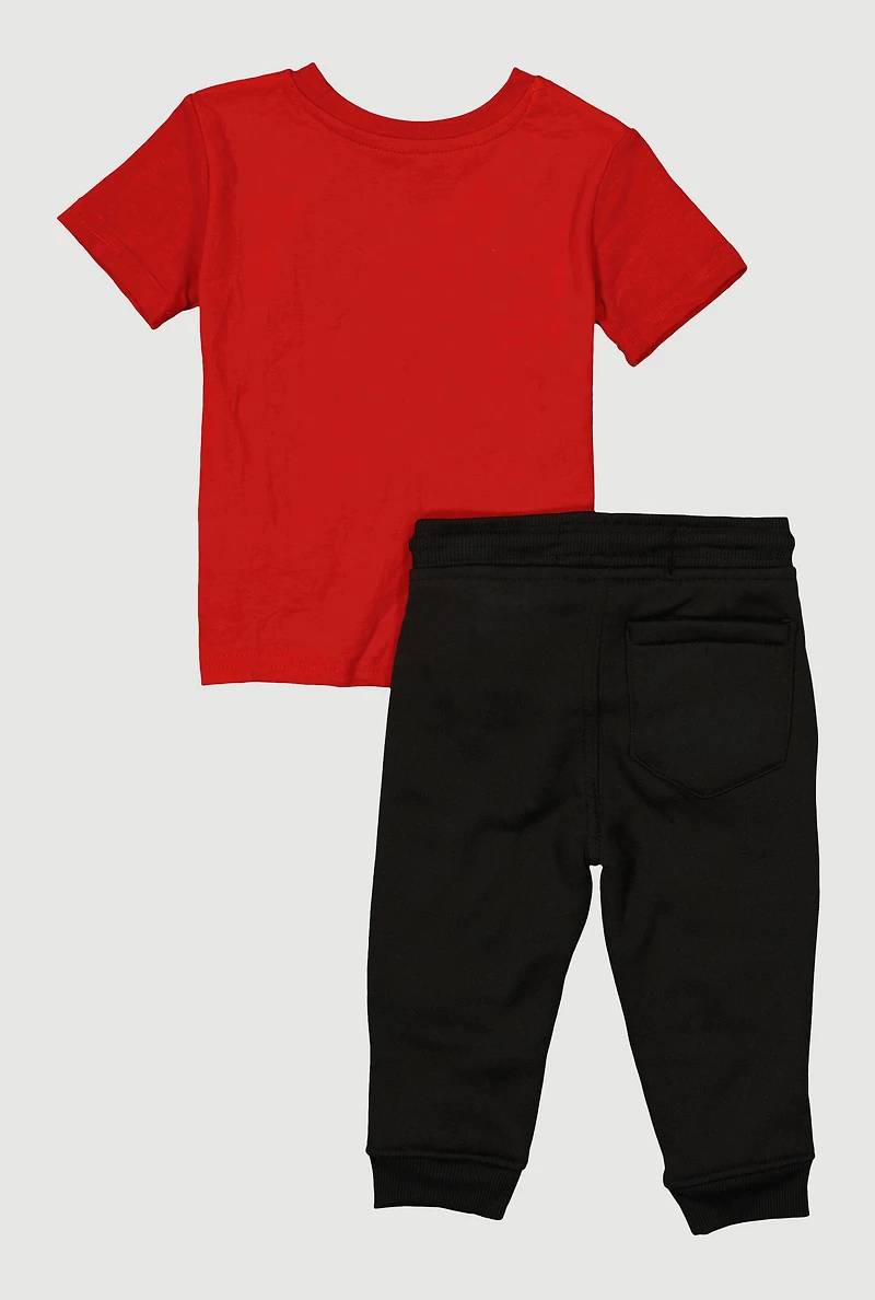 Baby Boys 12-24M Drip Teddy Tee and Moto Joggers