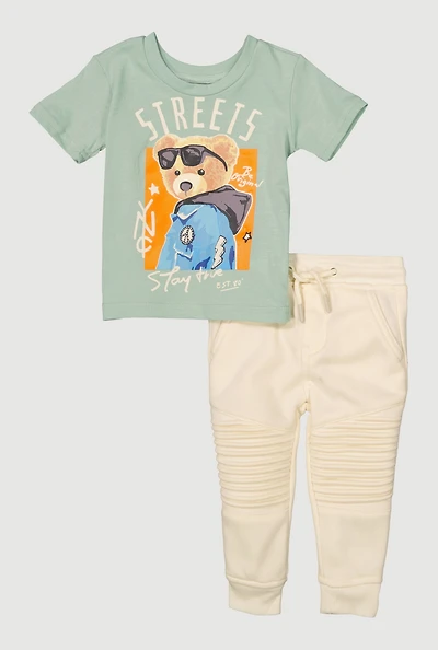 Baby Boys 12-24M Bear Graphic T-Shirt and Moto Joggers