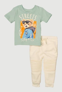 Baby Boys 12-24M Bear Graphic T-Shirt and Moto Joggers