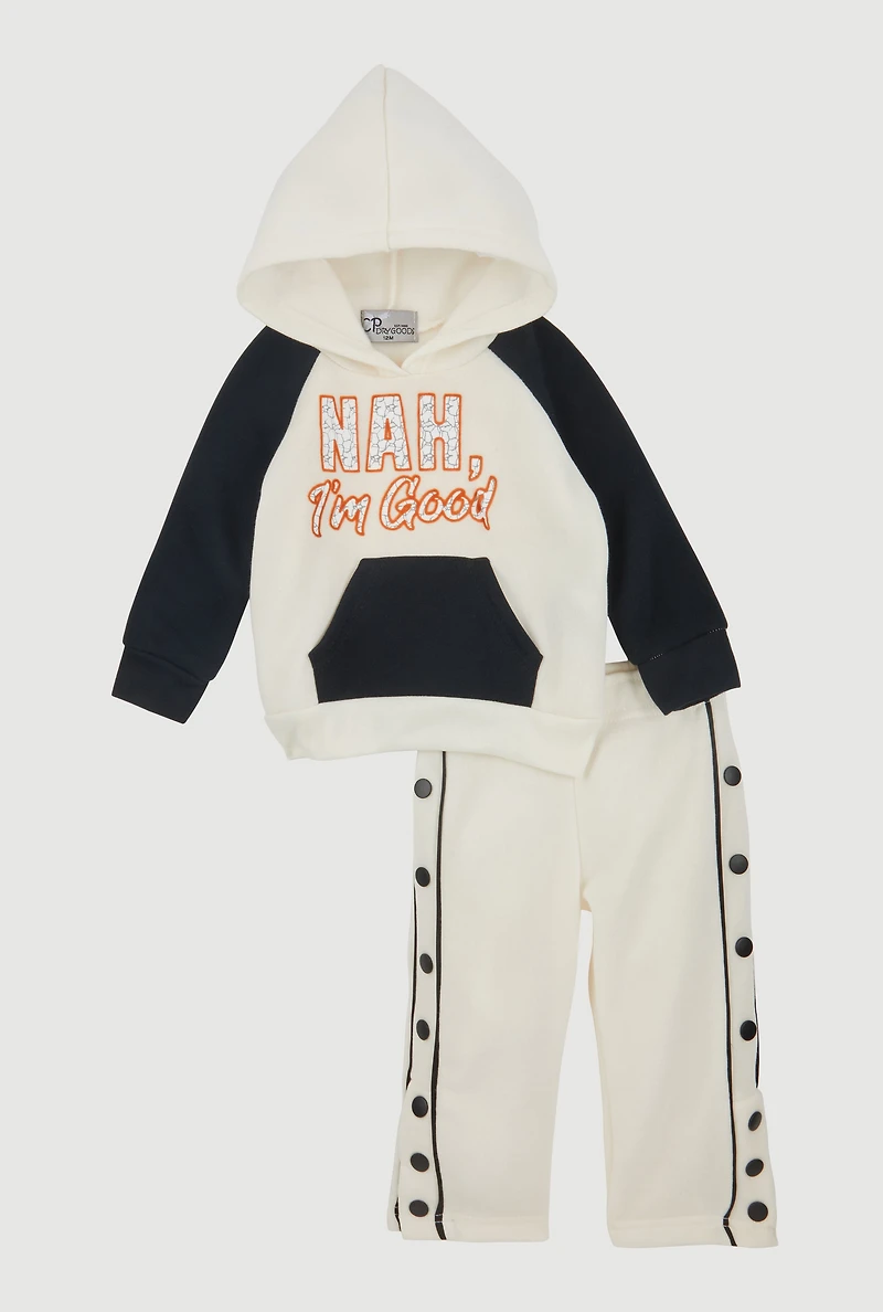 Baby Boys 12-24M Nah Im Good Graphic Hoodie and Sweatpants