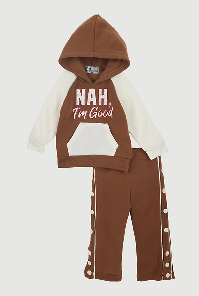 Baby Boys 12-24M Nah Im Good Graphic Hoodie and Sweatpants